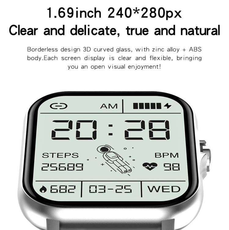 GT20 Pantalla TFT de 1,69 pulgadas IP67 Reloj inteligente a prueba de agua, Control de música compatible / Llamada Bluetooth / Monitoreo de frecuencia cardíaca / Monitoreo de presión arterial, Silicone Strap, Steel Strap