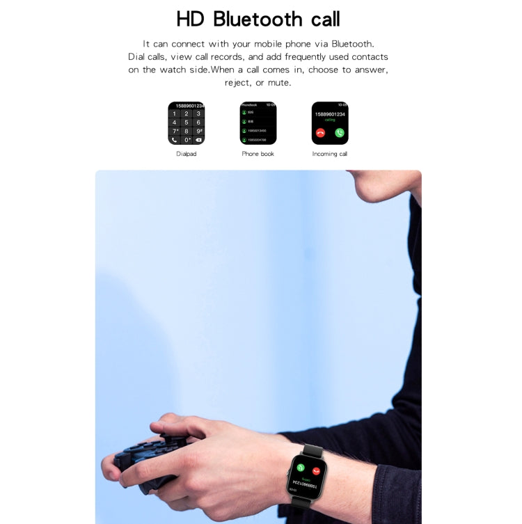 GT20 Pantalla TFT de 1,69 pulgadas IP67 Reloj inteligente a prueba de agua, Control de música compatible / Llamada Bluetooth / Monitoreo de frecuencia cardíaca / Monitoreo de presión arterial, Silicone Strap, Steel Strap