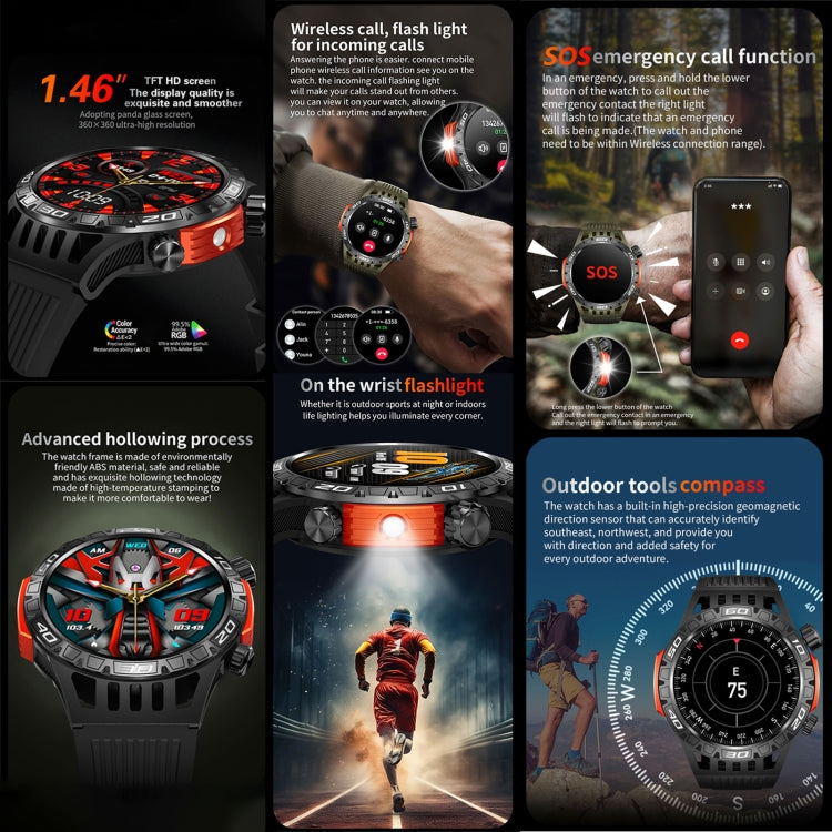 Reloj deportivo inteligente HT22 de 1,46 pulgadas, compatible con llamadas Bluetooth/sueño/frecuencia cardíaca/monitor de salud de presión arterial