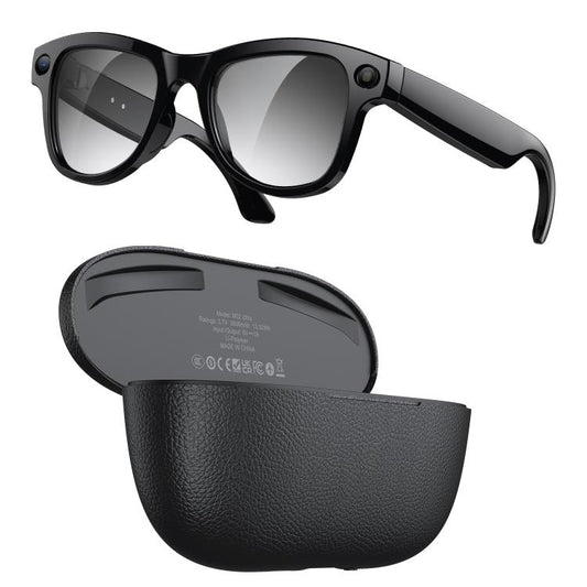 Gafas inteligentes M02 Ultra con cámara de 8 MP, IA y lentes fotocromáticas, with Black Charging Case, with Brown Charging Case