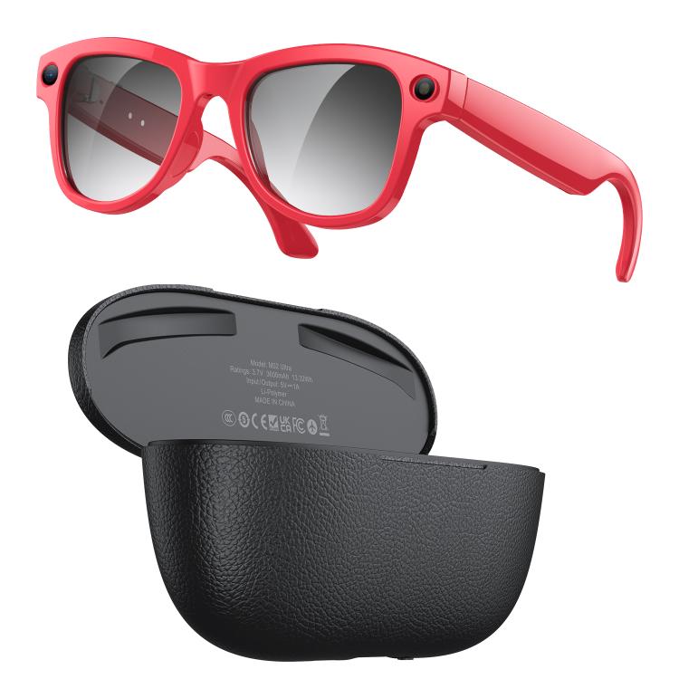 Gafas inteligentes M02 Ultra con cámara de 8 MP, IA y lentes fotocromáticas, with Black Charging Case, with Brown Charging Case