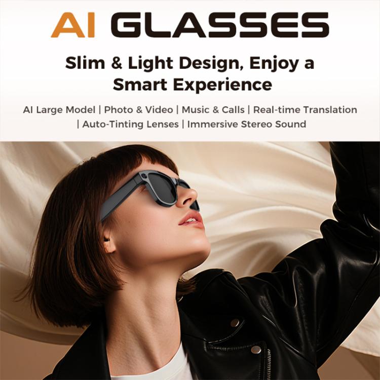 Gafas inteligentes M02 Ultra con cámara de 8 MP, IA y lentes fotocromáticas, with Black Charging Case, with Brown Charging Case