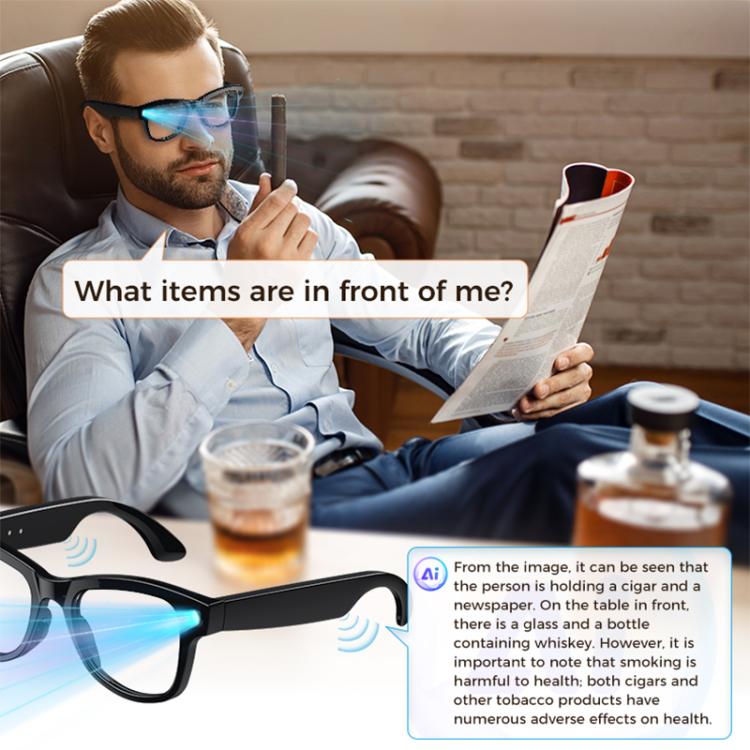 Gafas inteligentes M02 Ultra con cámara de 8 MP, IA y lentes fotocromáticas, with Black Charging Case, with Brown Charging Case