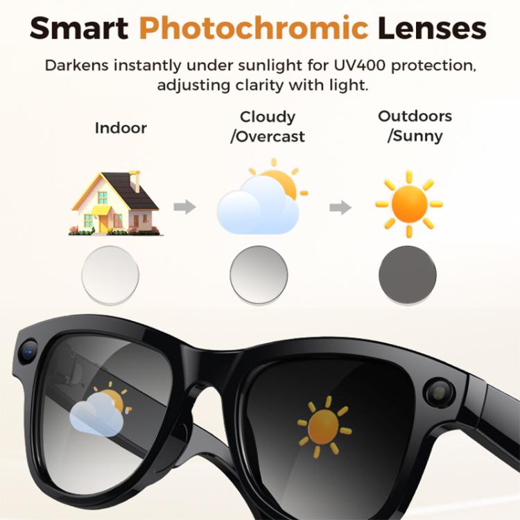 Gafas inteligentes M02 Ultra con cámara de 8 MP, IA y lentes fotocromáticas, with Black Charging Case, with Brown Charging Case