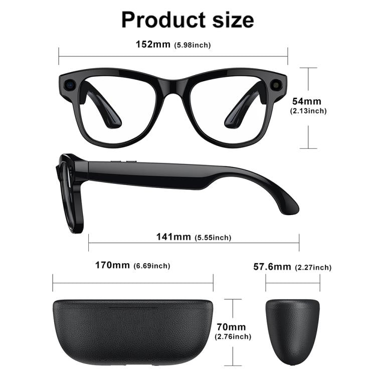 Gafas inteligentes M02 Ultra con cámara de 8 MP, IA y lentes fotocromáticas, with Black Charging Case, with Brown Charging Case