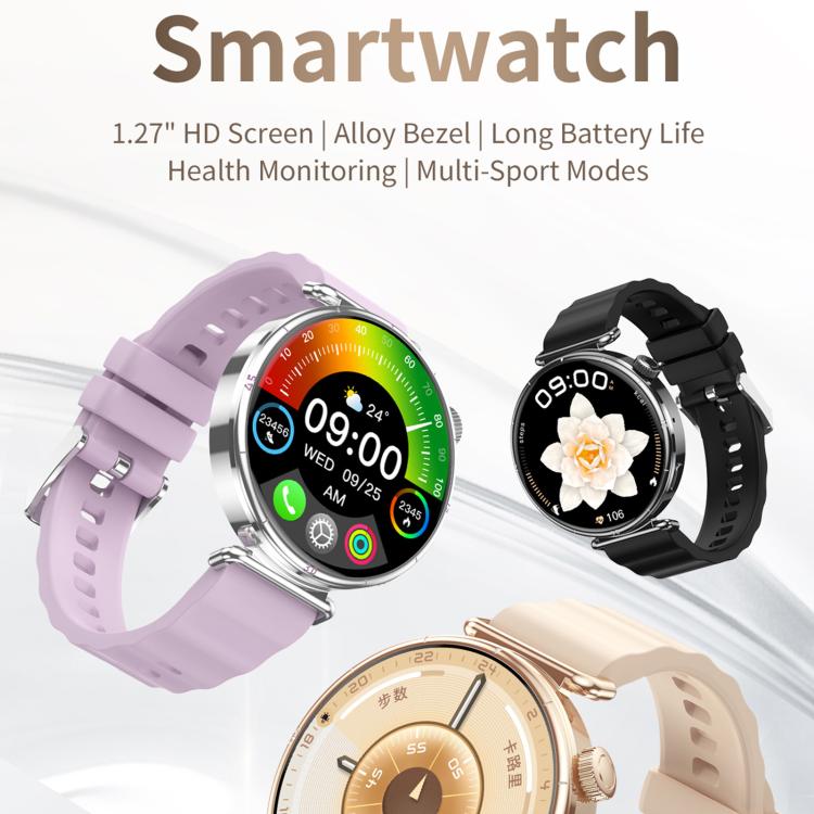 Reloj inteligente deportivo CY37 con pantalla HD de 1,27 pulgadas, compatible con llamadas Bluetooth, monitorización de frecuencia cardíaca, presión arterial y sueño., Pink, Black, Purple