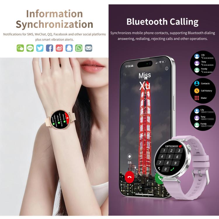 Reloj inteligente deportivo CY37 con pantalla HD de 1,27 pulgadas, compatible con llamadas Bluetooth, monitorización de frecuencia cardíaca, presión arterial y sueño., Pink, Black, Purple