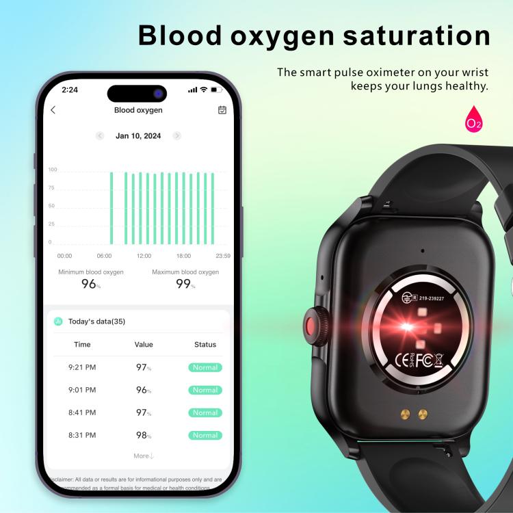 Reloj deportivo inteligente QX15 con pantalla TFT de 1,85 pulgadas y monitor de frecuencia cardíaca integrado.