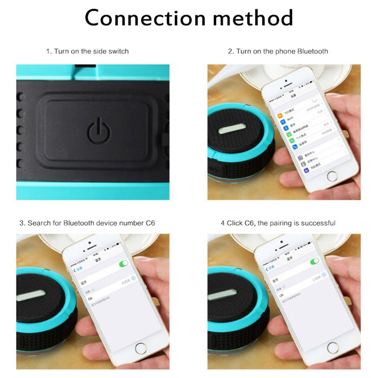 Altavoz Bluetooth impermeable para exteriores C6 con succión, compatible con llamadas manos libres
