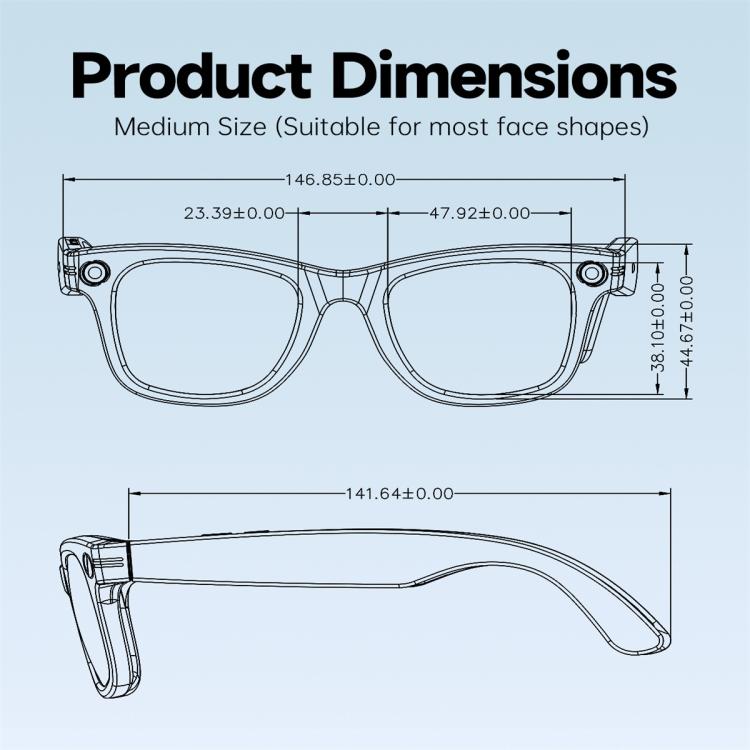 Gafas inteligentes W620, compatibles con activación por voz mediante IA / reconocimiento fotográfico mediante IA / traducción inteligente mediante IA