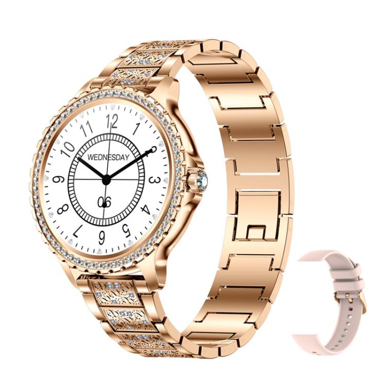 Reloj inteligente deportivo con asistente de voz e IA y función de llamadas Bluetooth., Black Silicone Strap, Gold Pink Silicone Strap, Silver Gray Silicone Strap, Gold Rough Steel Strap+Pink Silicone Strap, Silver Rough Steel Strap+Gray Silicone Strap...