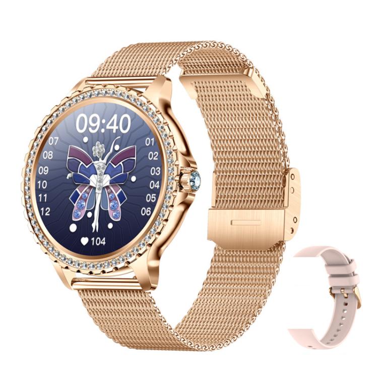 Reloj inteligente deportivo con asistente de voz e IA y función de llamadas Bluetooth., Black Silicone Strap, Gold Pink Silicone Strap, Silver Gray Silicone Strap, Gold Rough Steel Strap+Pink Silicone Strap, Silver Rough Steel Strap+Gray Silicone Strap...