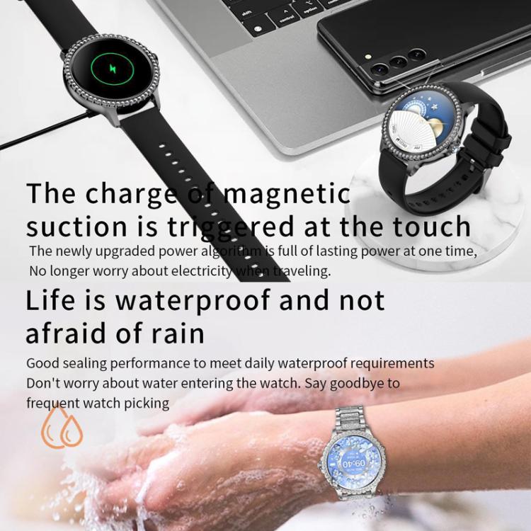 Reloj inteligente deportivo con asistente de voz e IA y función de llamadas Bluetooth., Black Silicone Strap, Gold Pink Silicone Strap, Silver Gray Silicone Strap, Gold Rough Steel Strap+Pink Silicone Strap, Silver Rough Steel Strap+Gray Silicone Strap...