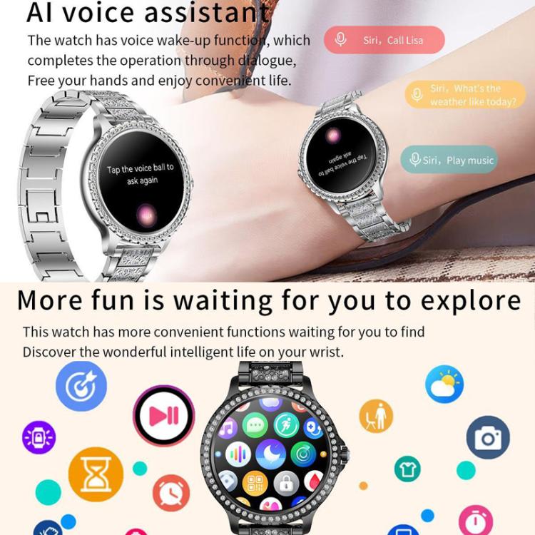 Reloj inteligente deportivo con asistente de voz e IA y función de llamadas Bluetooth., Black Silicone Strap, Gold Pink Silicone Strap, Silver Gray Silicone Strap, Gold Rough Steel Strap+Pink Silicone Strap, Silver Rough Steel Strap+Gray Silicone Strap...