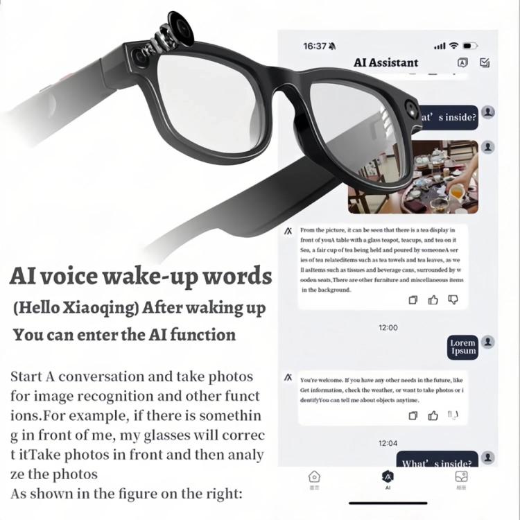 Gafas inteligentes AIMB-G1 con cámara de 5 MP y traducción automática por IA en tiempo real, vídeo estabilizado 1080p, kit de 3 lentes., AIMB-G1