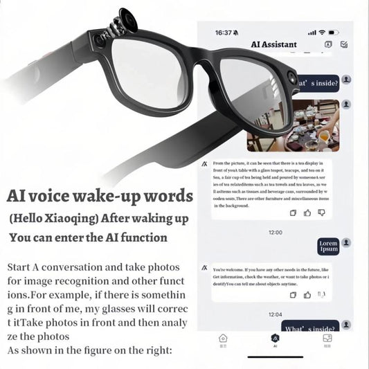 Gafas inteligentes AIMB-G1 con cámara de 5 MP y traducción automática por IA en tiempo real, vídeo estabilizado 1080p, kit de 3 lentes., AIMB-G1