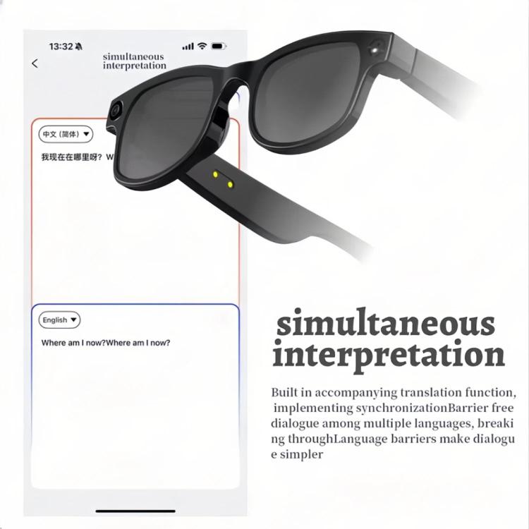 Gafas inteligentes AIMB-G1 con cámara de 5 MP y traducción automática por IA en tiempo real, vídeo estabilizado 1080p, kit de 3 lentes., AIMB-G1