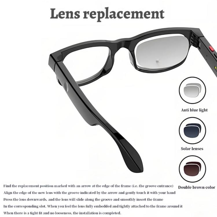 Gafas inteligentes AIMB-G1 con cámara de 5 MP y traducción automática por IA en tiempo real, vídeo estabilizado 1080p, kit de 3 lentes., AIMB-G1