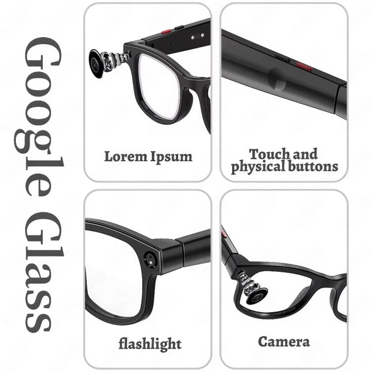 Gafas inteligentes AIMB-G1 con cámara de 5 MP y traducción automática por IA en tiempo real, vídeo estabilizado 1080p, kit de 3 lentes., AIMB-G1